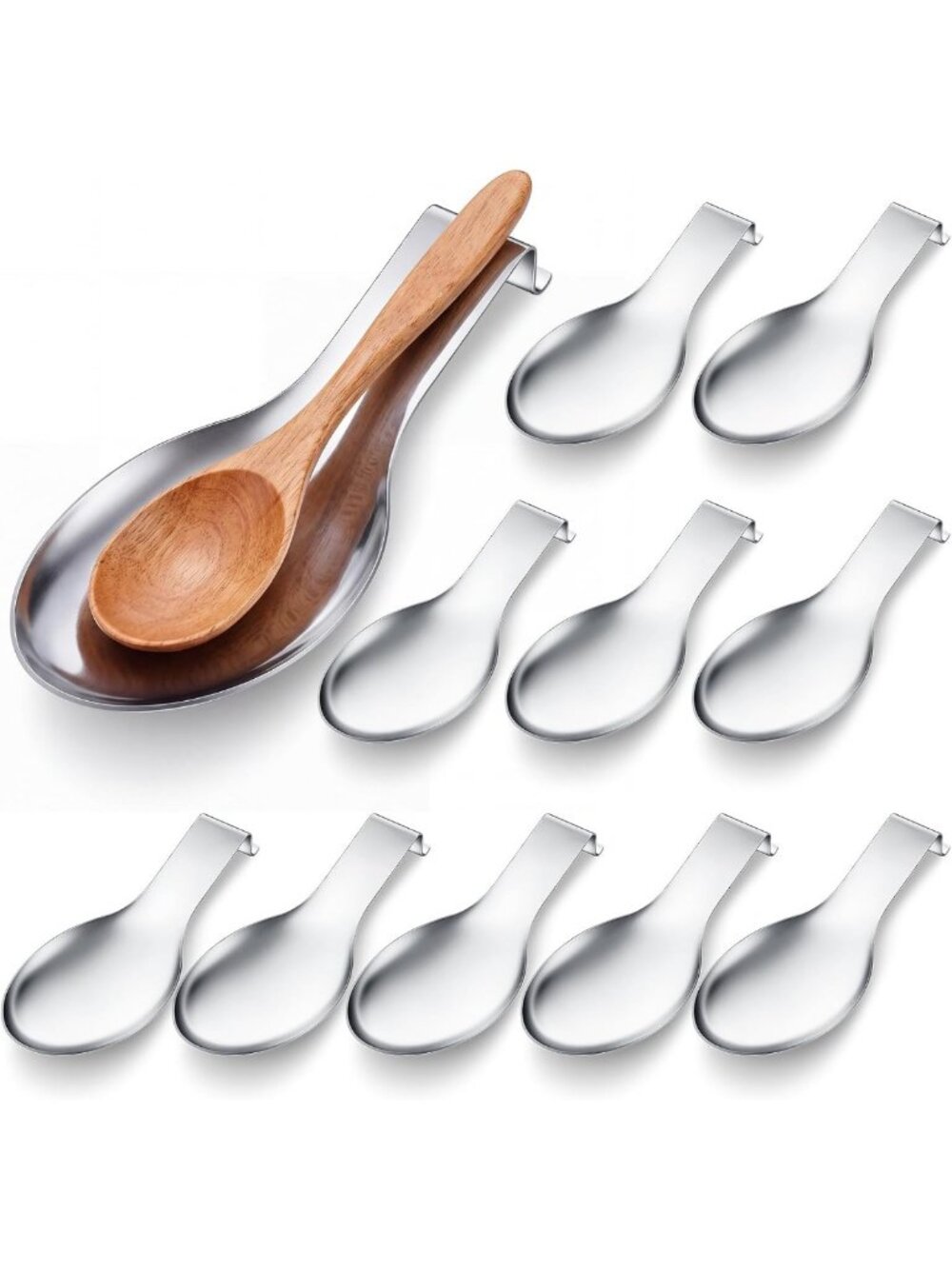 10 Pcs Stainless Steel Spoon Rest Set - Utensil Holder for Kitchen & Cooking